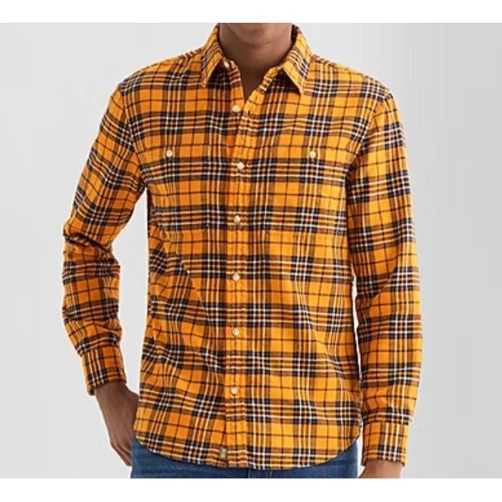 Mutual Weave Men's Orange Plaid Flannel LS Shirt